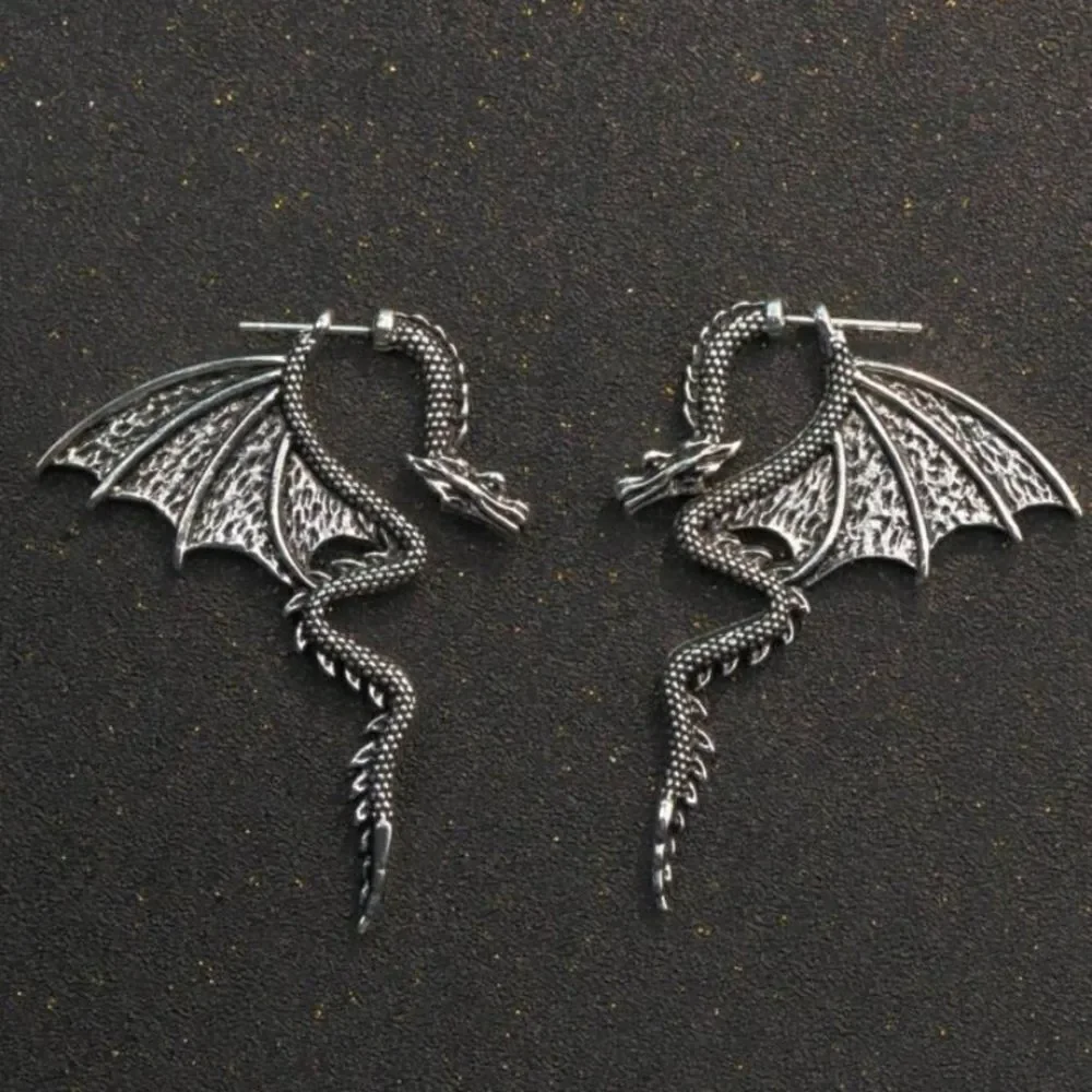 3for$20 1 Pair Gothic Punk Dragon Detachable Dark Style Stud Earrings